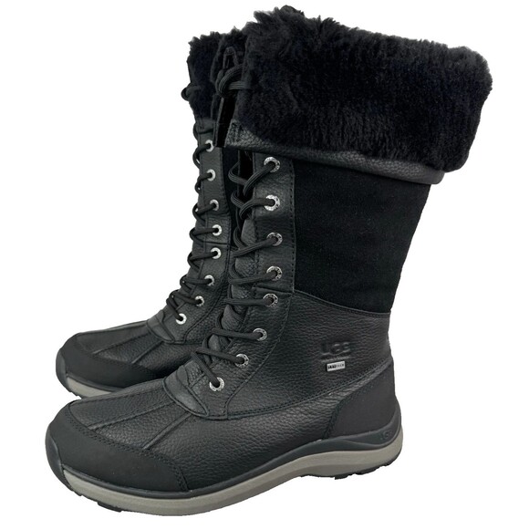 UGG Adirondack III Tall Leather Wateproof Suede Leather Boots Black Sz 8.5 NWT - Picture 8 of 8